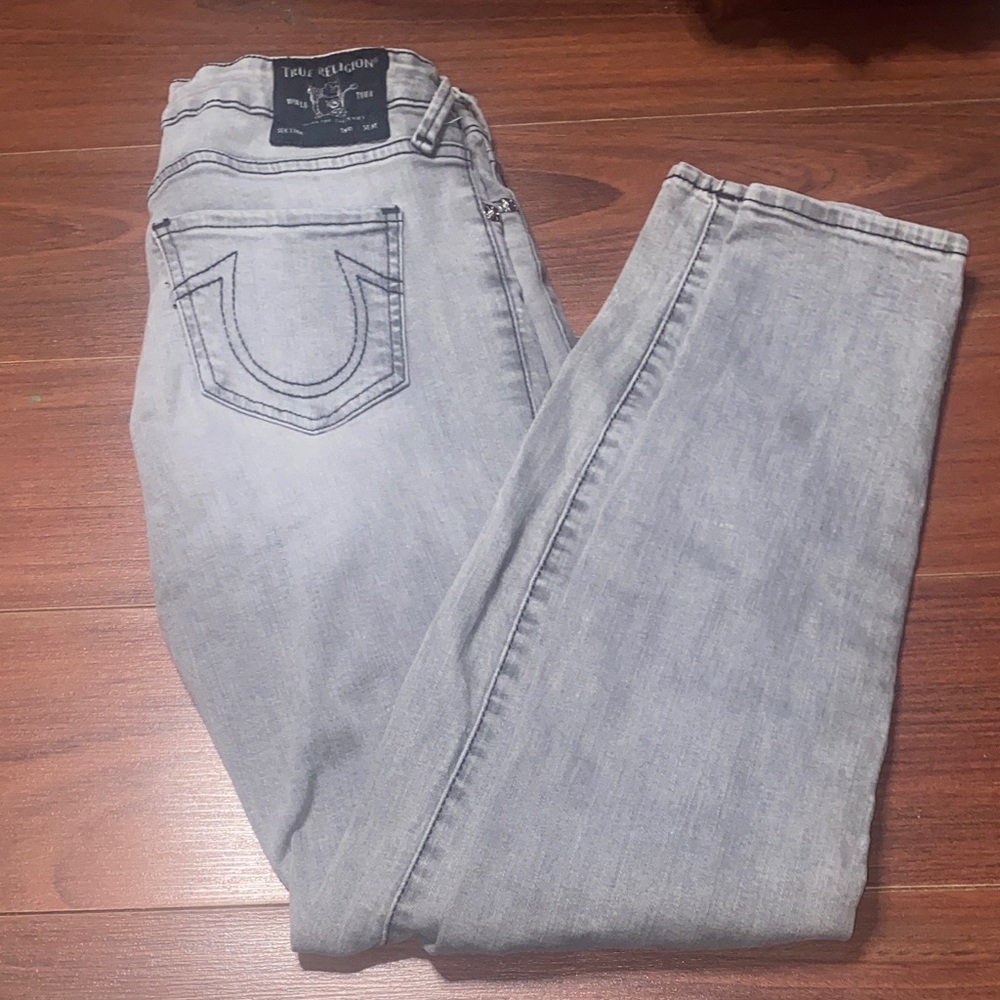 🗿 True Religion Women's Light Gray Skinny Jeans 👖 size 27